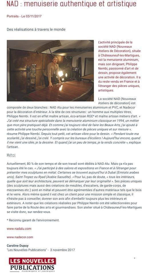 Article dans les Nouvelles Publications sur Philippe Nembi